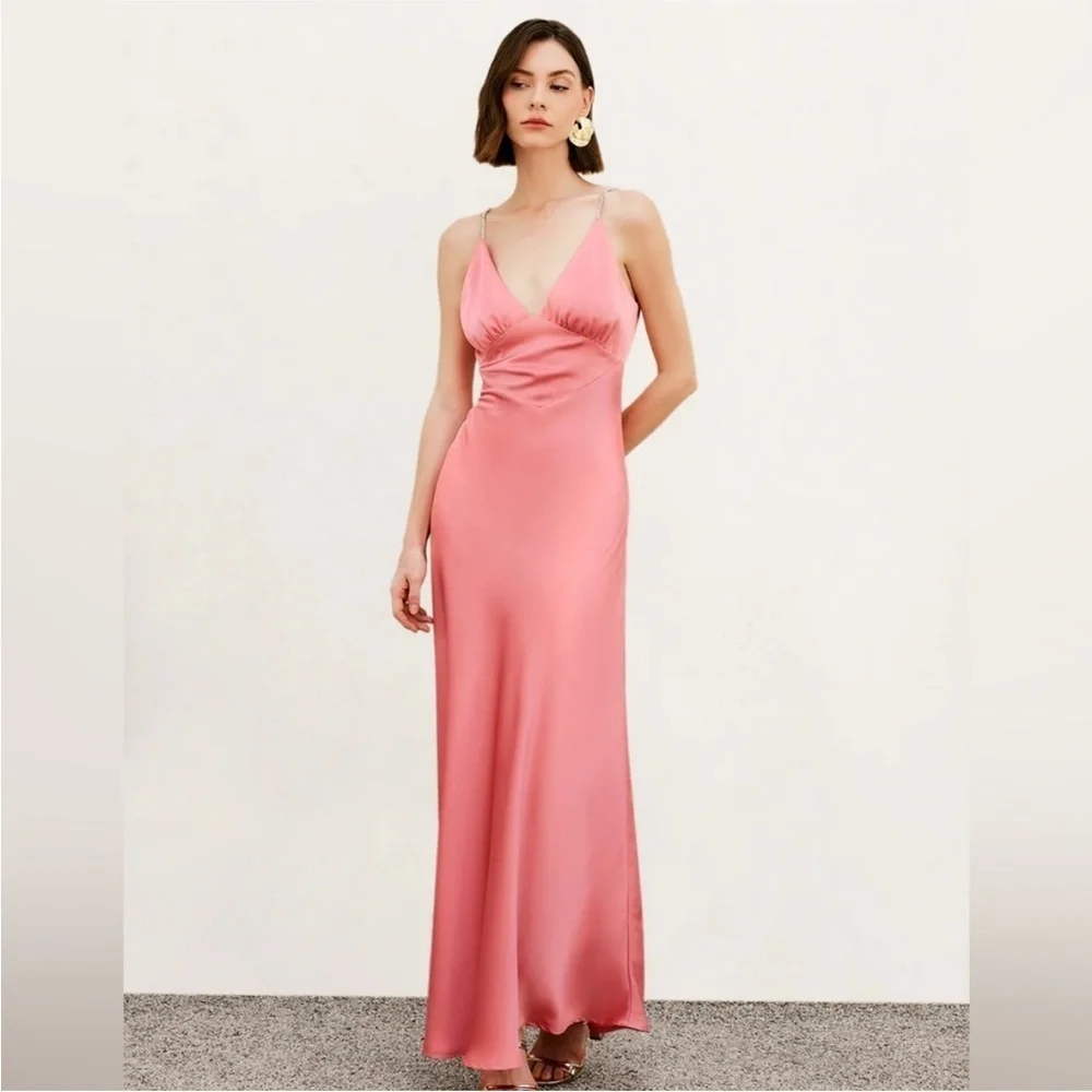 Commense | Dresses | Commense Pleated Backless Satin Cami Maxi Dress Pink Xs Nwt | Poshmark Commense | Dresses | Commense Pleated Backless Satin Cami Maxi Dress Pink Xs Nwt | Poshmark